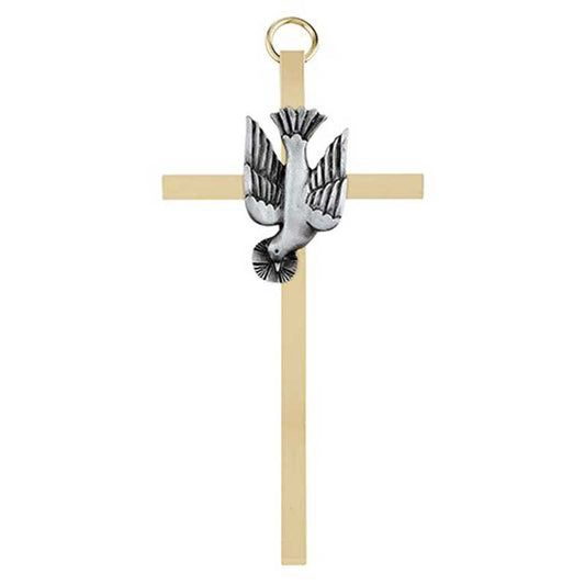 4.25" H Brass Cross with Emblem - Confirmation