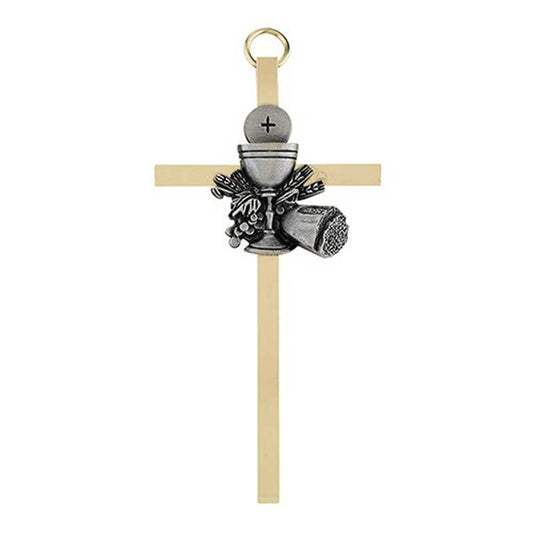 4.25" H Brass Cross with Emblem - FC Chalice