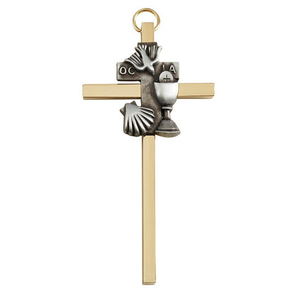 4.25" H Brass Cross with Emblem - RCIA