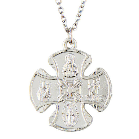 Four Way Medal Necklace (BK-12137)