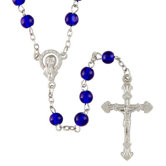 Dark Blue Glass Bead Rosary