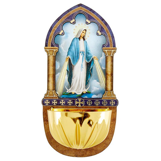 Lasered Wood Holy Water Font - Lady Of Grace