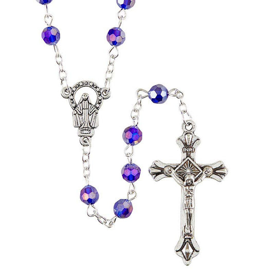 Sapphire Glass Bead Rosary