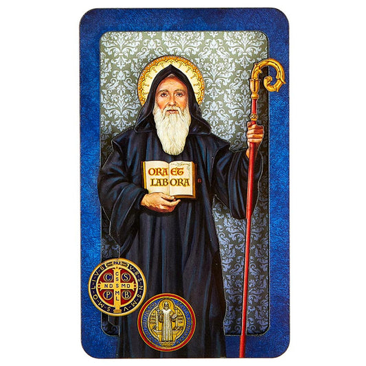 Standing Wooden Multi - Dimensional Plaque - Saint Benedict