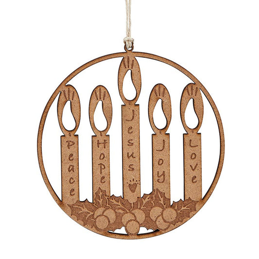 Laser Cut Wood Ornament - Advent Candle