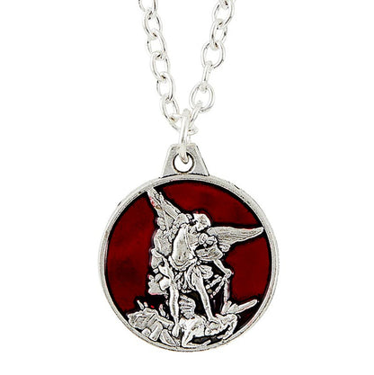 Saint Michael Necklace - Red Enamel