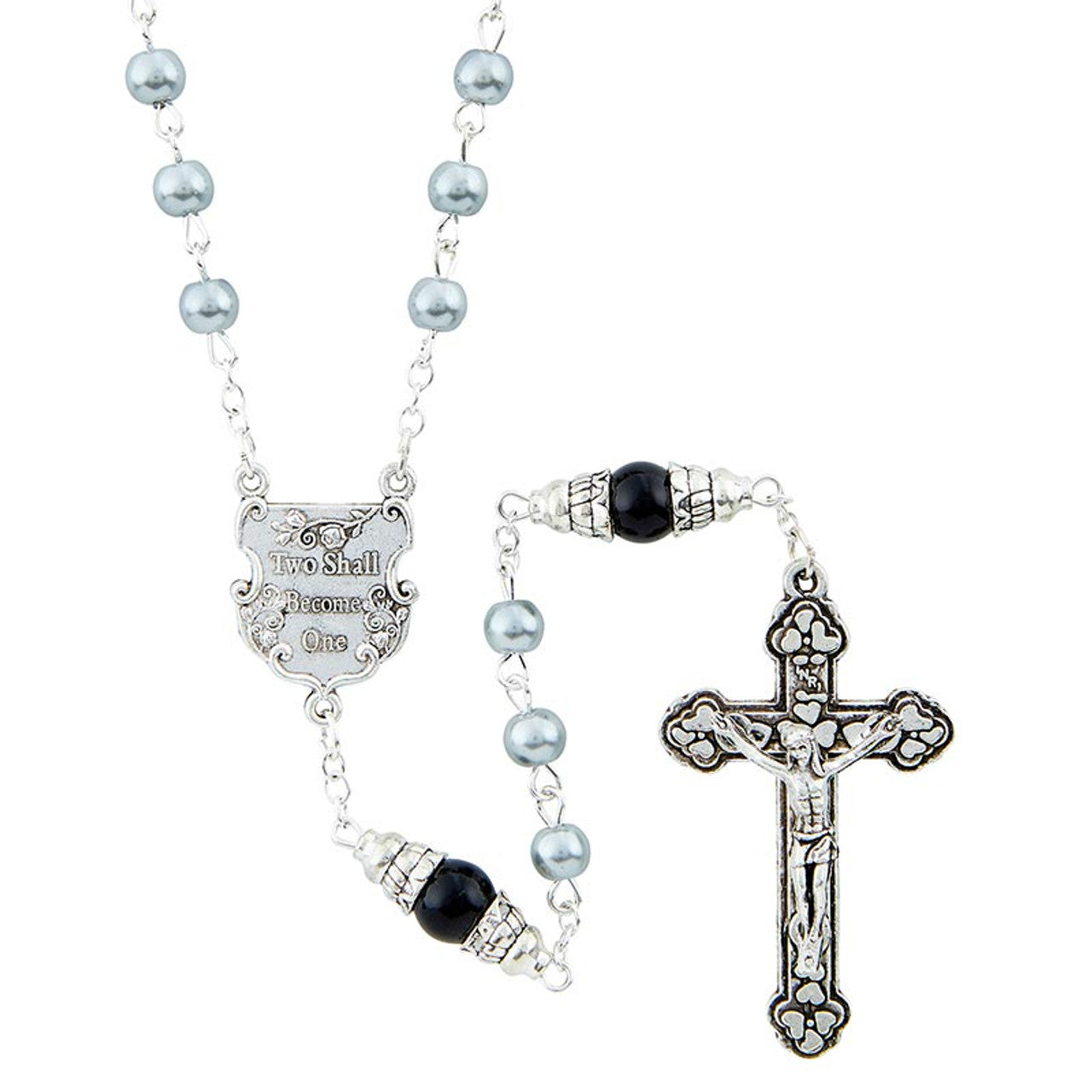 Wedding Rosary With Special Intertwining Rings Centerpiece - Gray