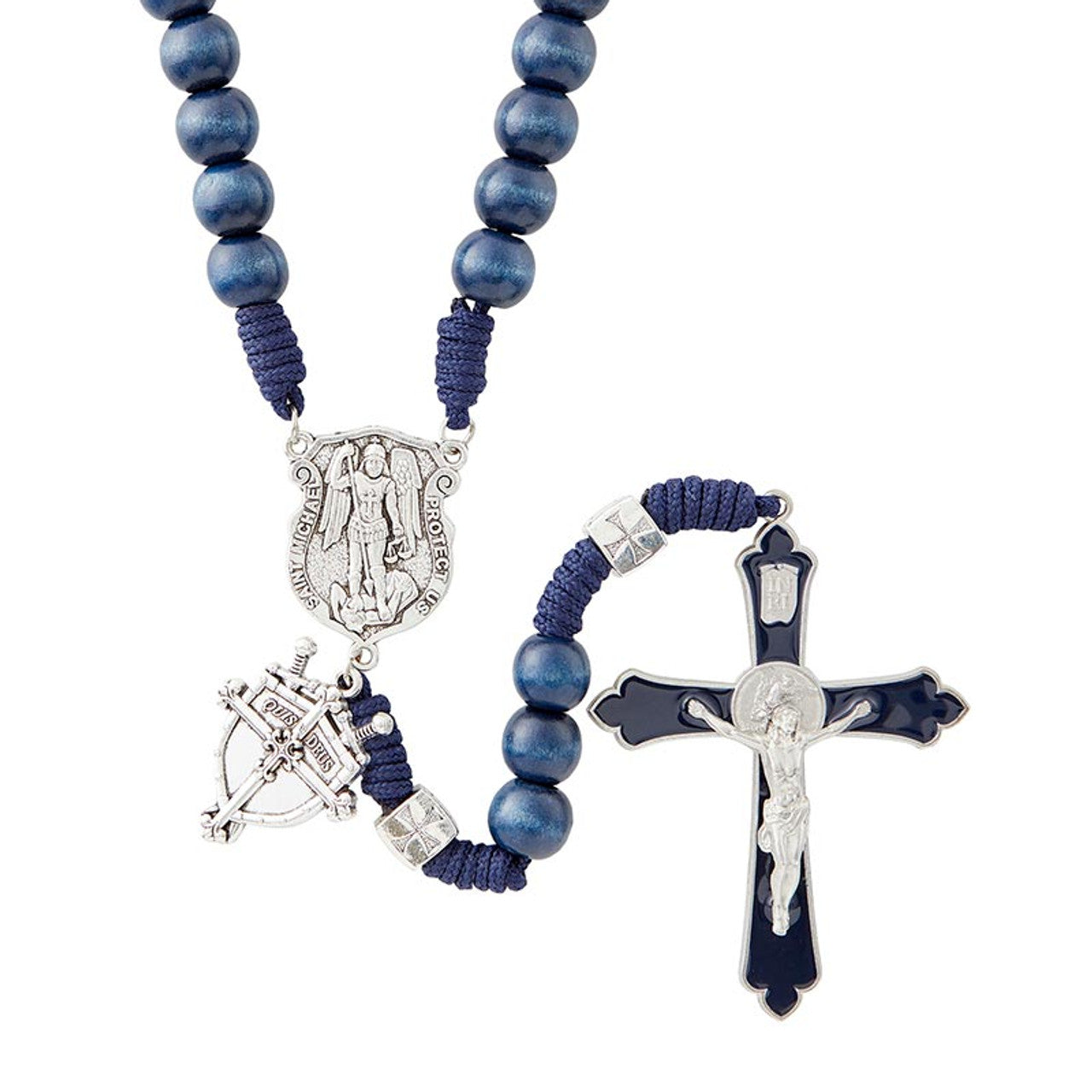 Blue Saint Michael Paracord Rosary