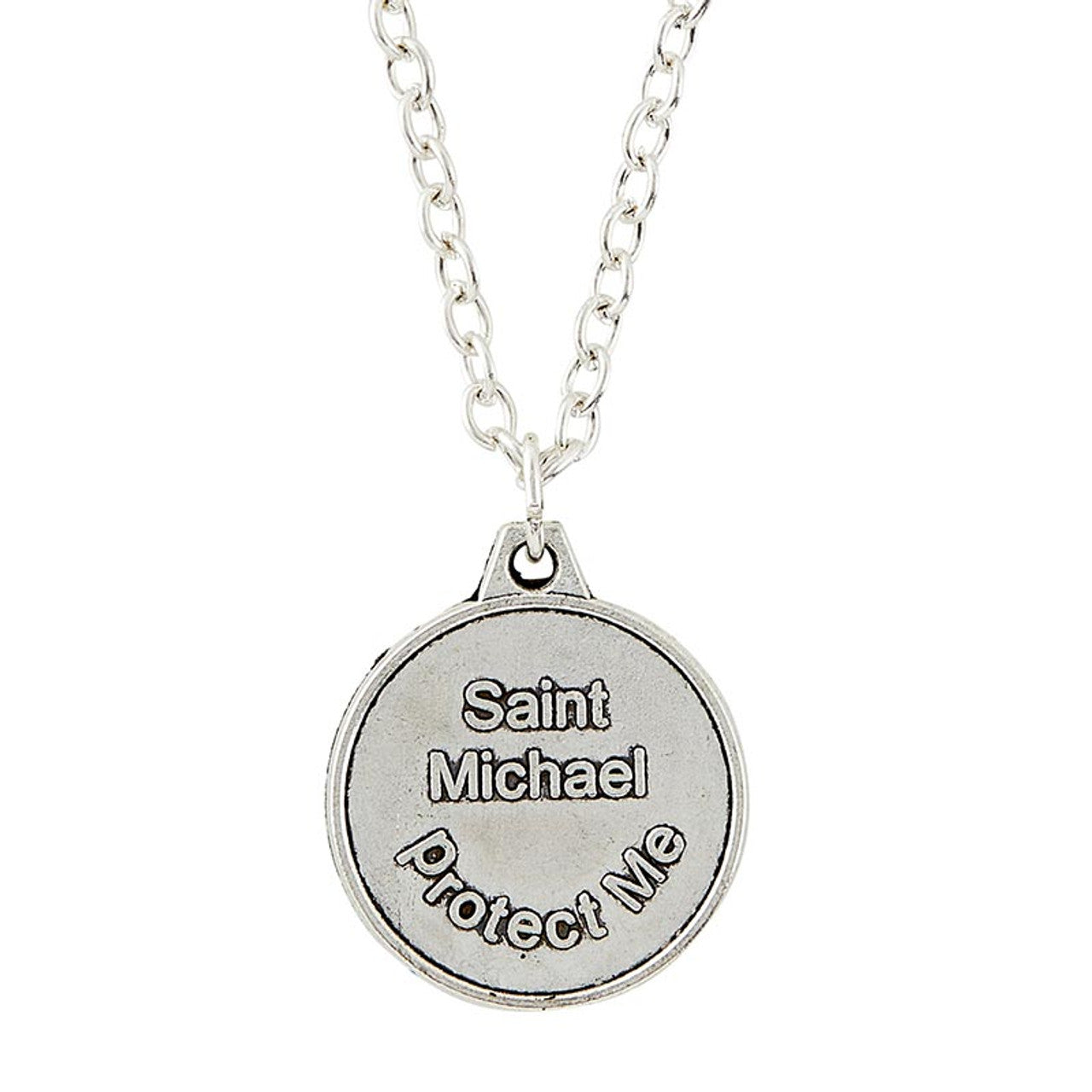 Saint Michael Necklace - Black Enamel