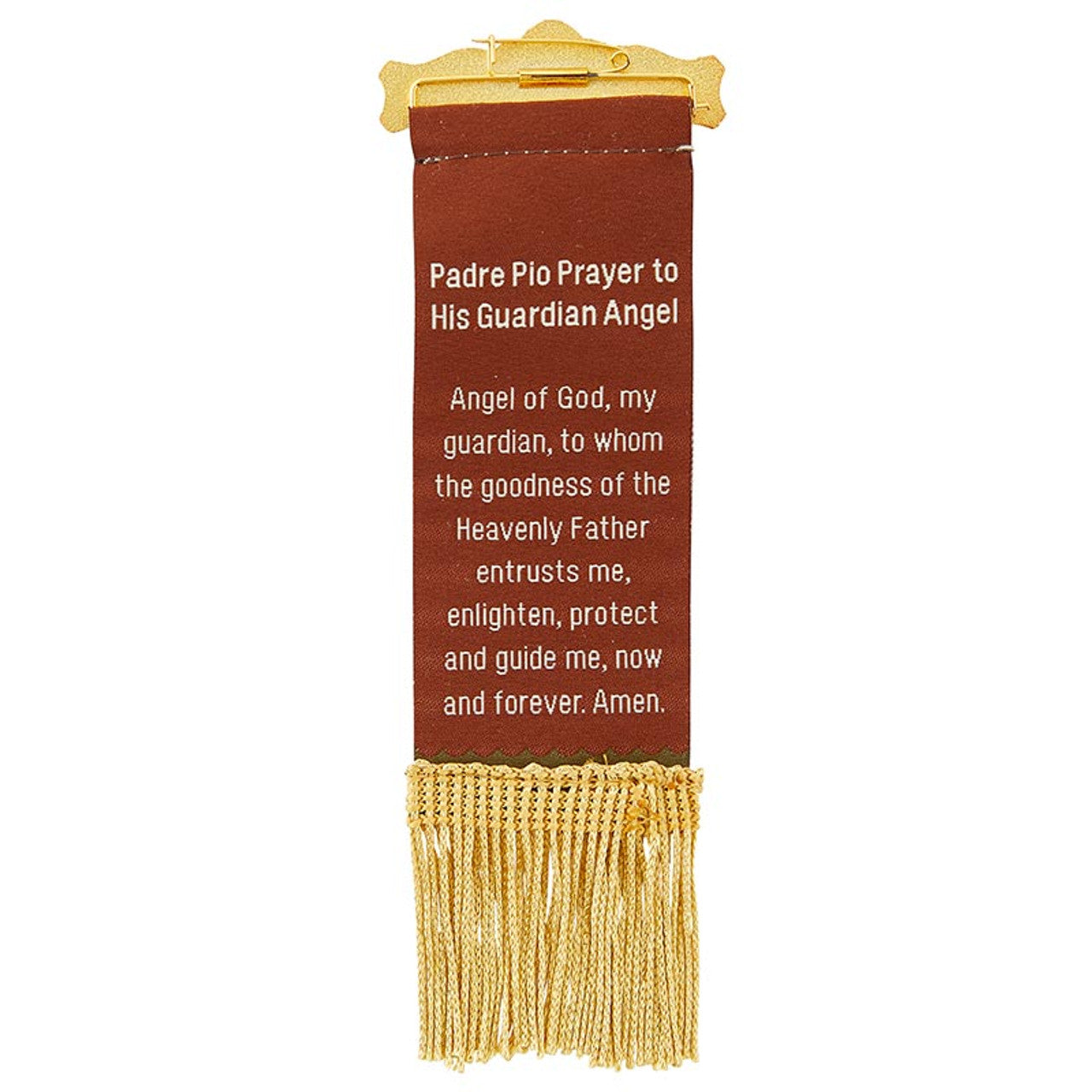 Vintage Ribbon Pin With Tassels - Saint Padre Pio