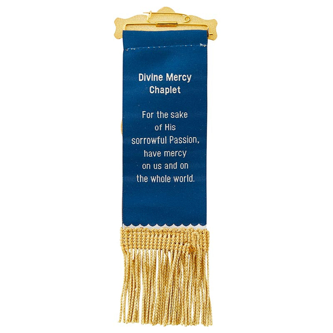 Vintage Ribbon Pin With Tassels - Divine Mercy