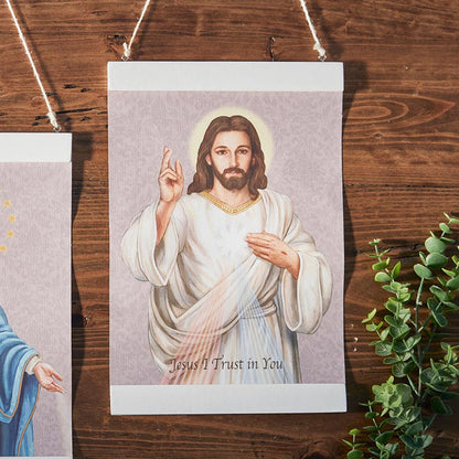 Divine Mercy Canvas Wall Hang - Gray Background