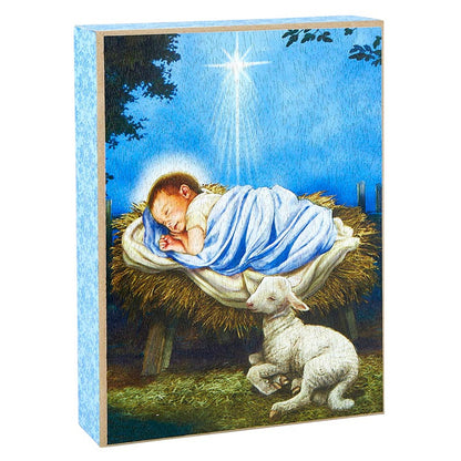 Baby Jesus with Lamb Nativity Box Sign