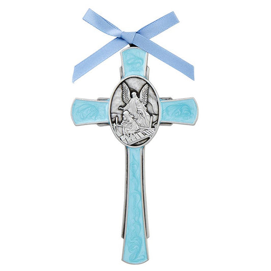 Guardian Angel Cross with Blue Enamel