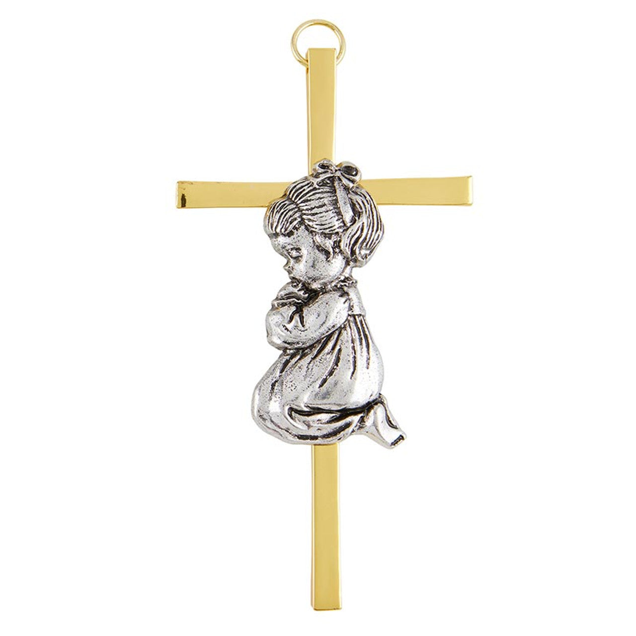 Girl Cross with Guardian Angel Crib Medal Set