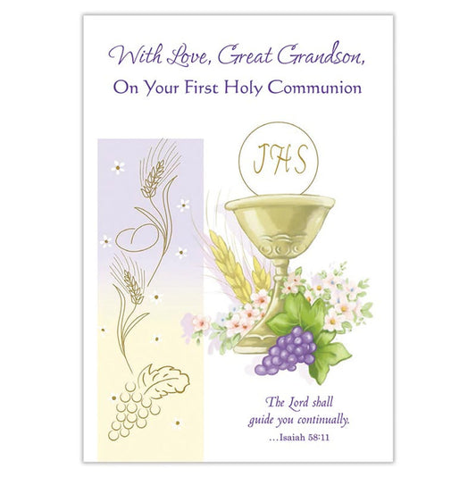 With Love, Great Grandson, On Your First Holy Communion Card