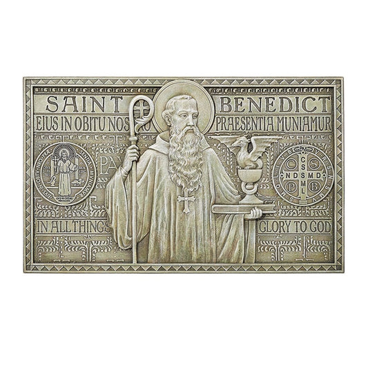 12" HW Saint Benedict Garden Plaque