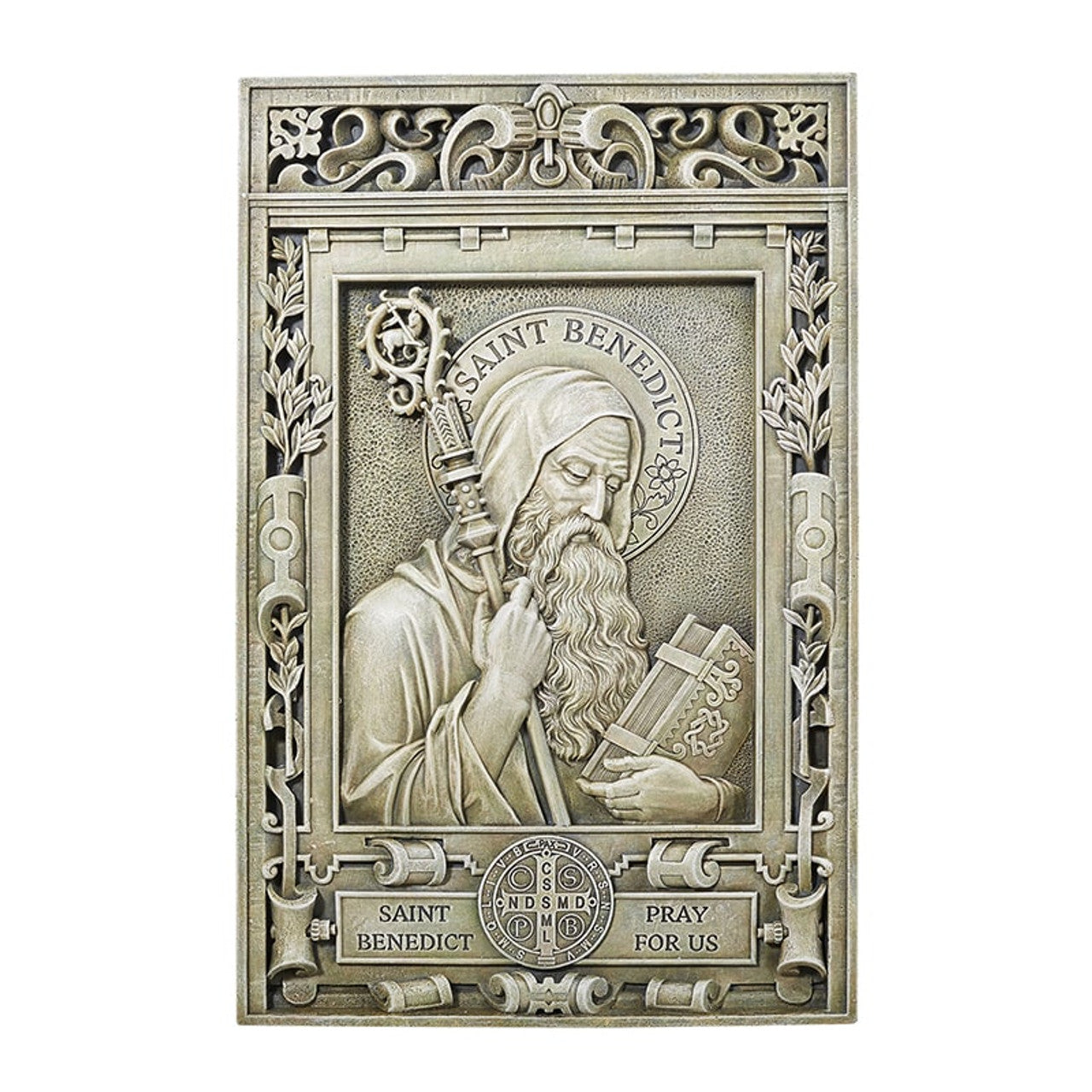 15" H Saint Benedict Garden Plaque