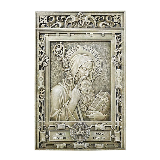 15" H Saint Benedict Garden Plaque