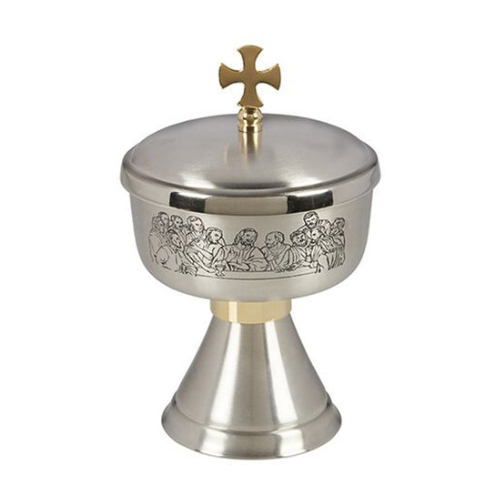 Last Supper Etched Ciborium with Cross Cover