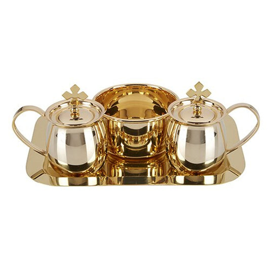 Cruet Set with Tray & Bowl - Brass