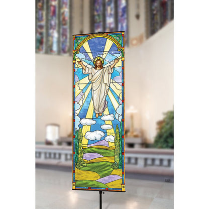 Stained Glass Series Banner - Risen Christ