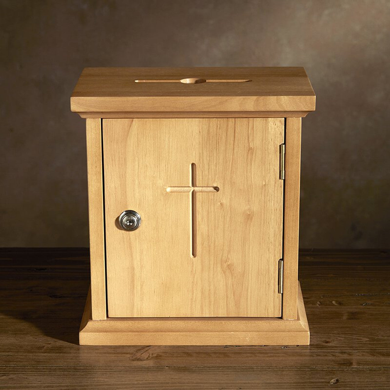 Wall Offering Box - Medium Oak