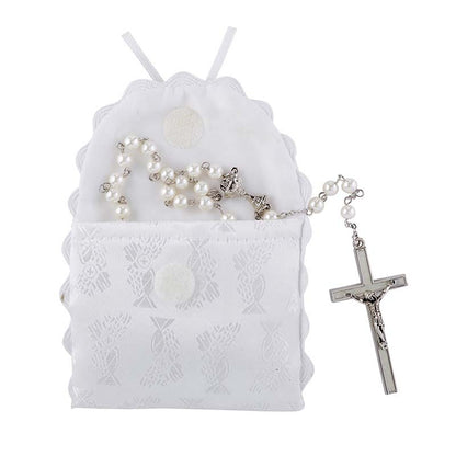 First Communion Chalice Brocade Rosary Case