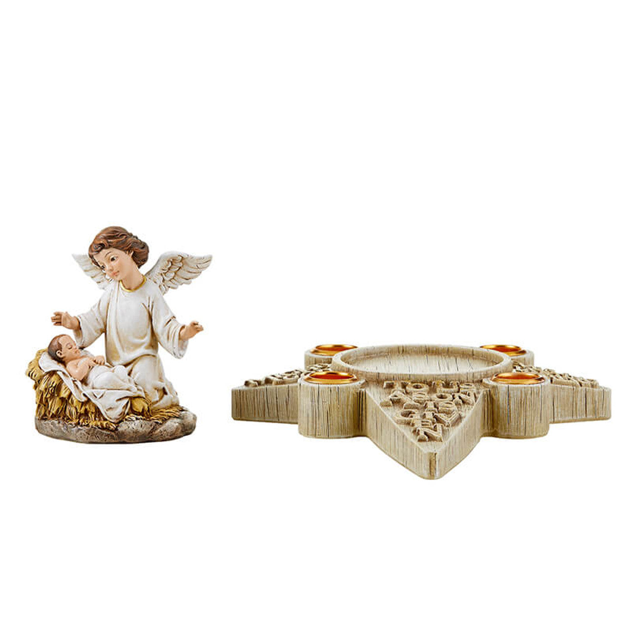 Two Piece Nativity Angel Advent Candle Holder