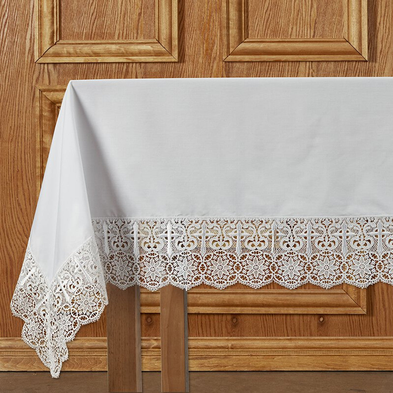 Cross Lace Trim Altar Frontal