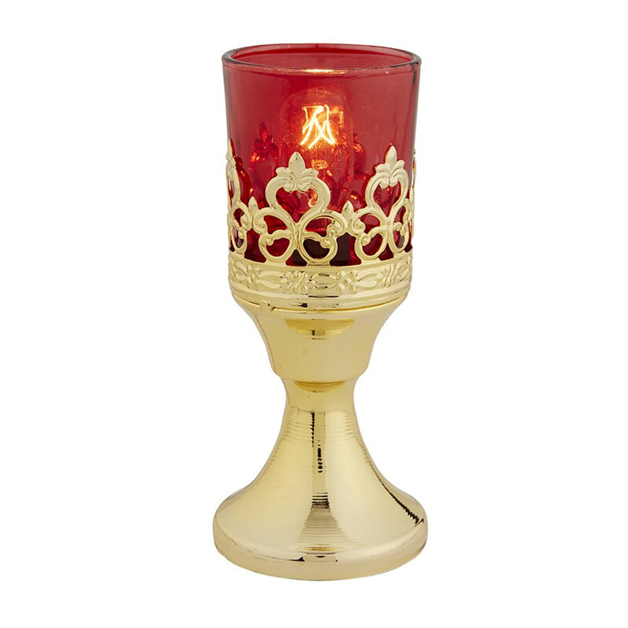 Standing Votive Glass Holder w/ Ruby Glass - Electric (F4000)