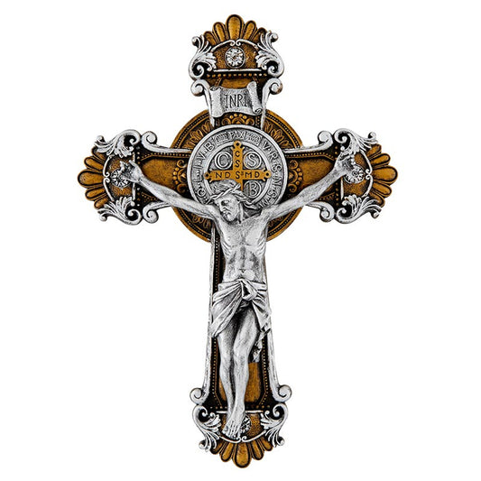 Two-Tone Saint Benedict Ornate Crucifix