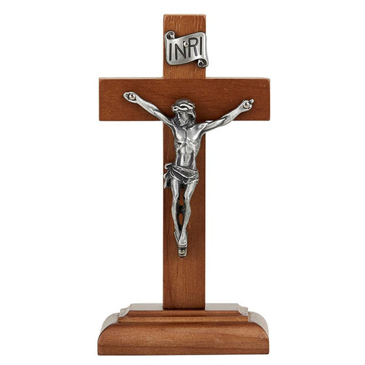 6" H Standing Crucifix - Antique Pewter