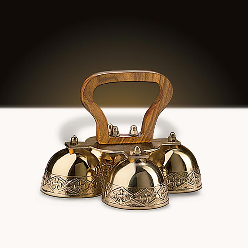 4-Bell Embossed Brass Altar Bells