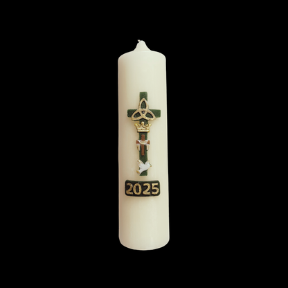 Green Cross With Dove Paschal Candle