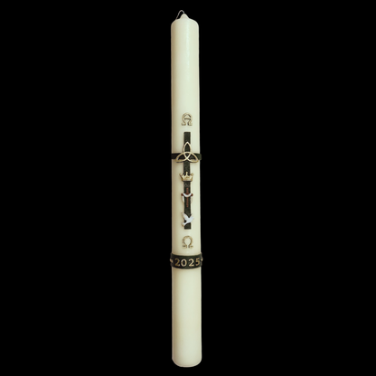 Green Cross With Dove Paschal Candle