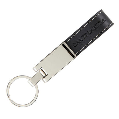 Saint Benedict Black Leather Keychain