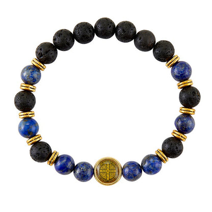 Saint Benedict Onyx/Blue Bracelet