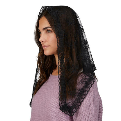 Chapel Veil With Tassels - Black