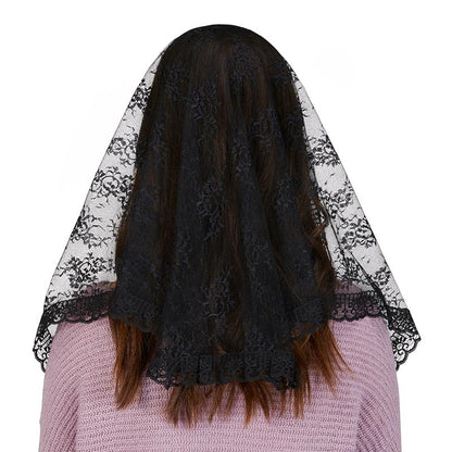 Chapel Veil With Tassels - Black