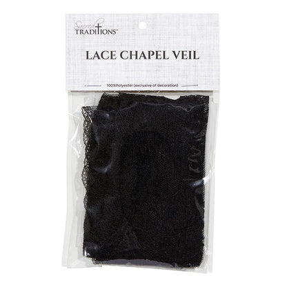 Chapel Veil With Tassels - Black