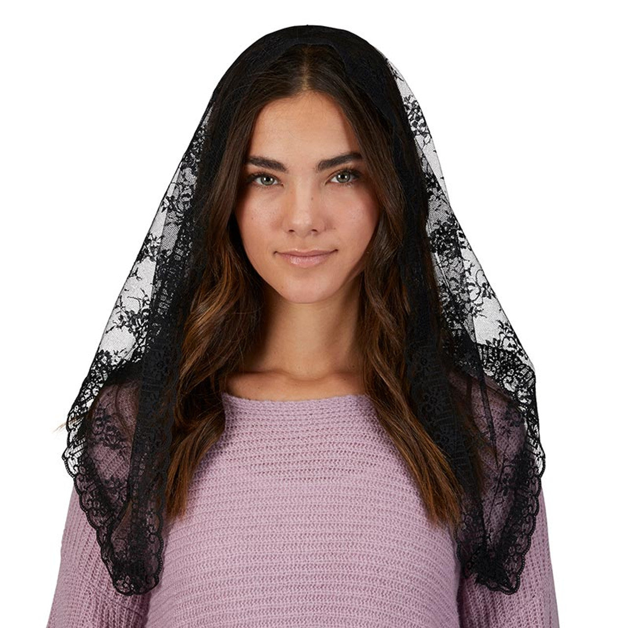 Chapel Veil With Tassels - Black