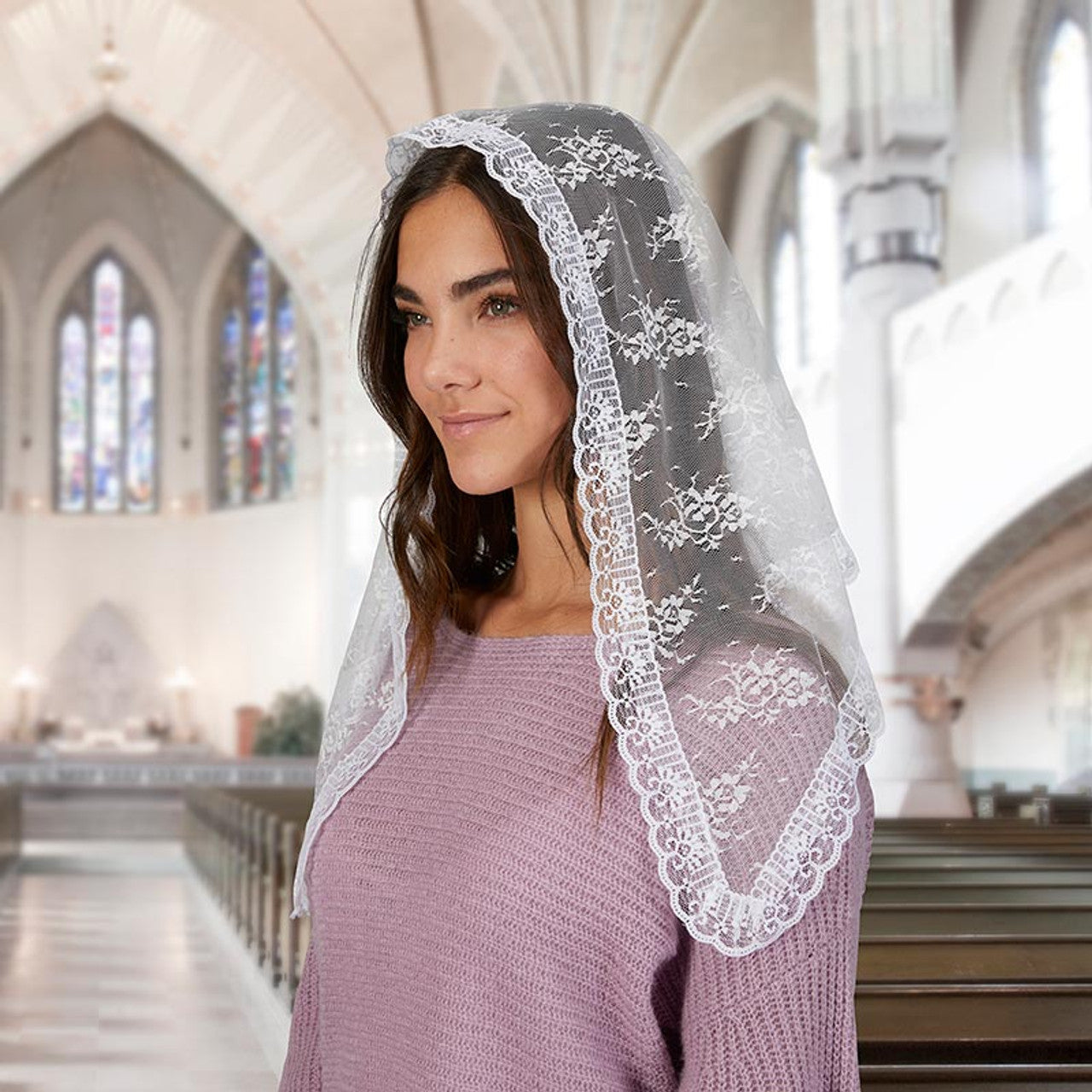 Traditional Chapel Veil - White