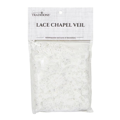 Chapel Veil With Tassels - White