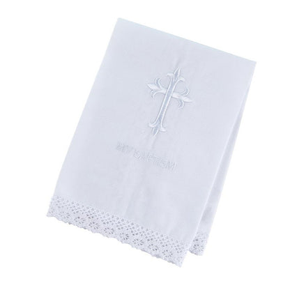 Baptismal Towel with Cross Lace Trim - 4/pk