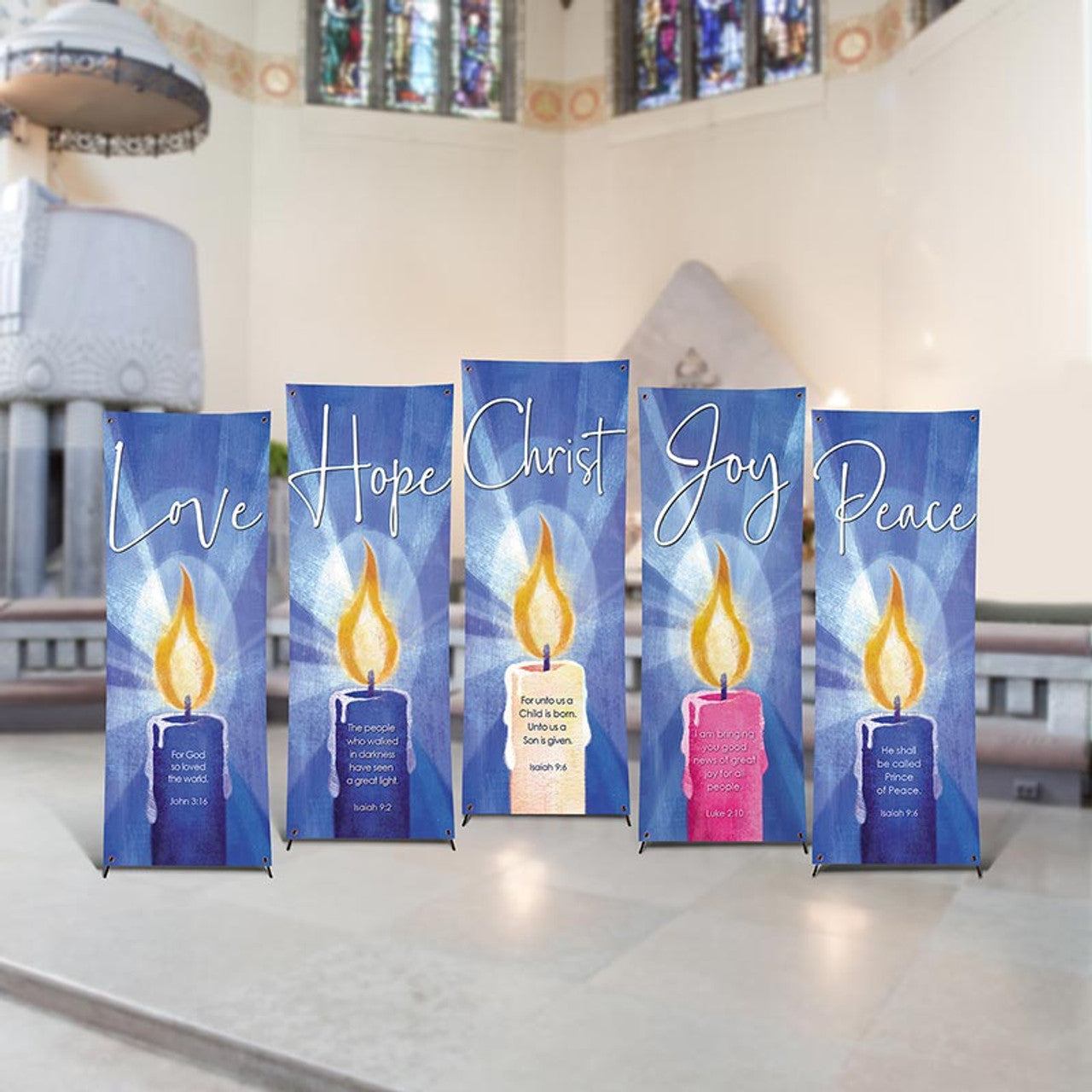 Blue Advent Candle Banner Set - Set of 5