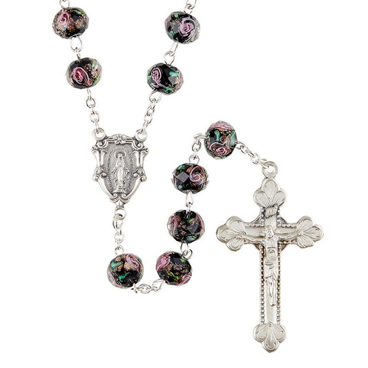 Hand Painted Rosary - Black