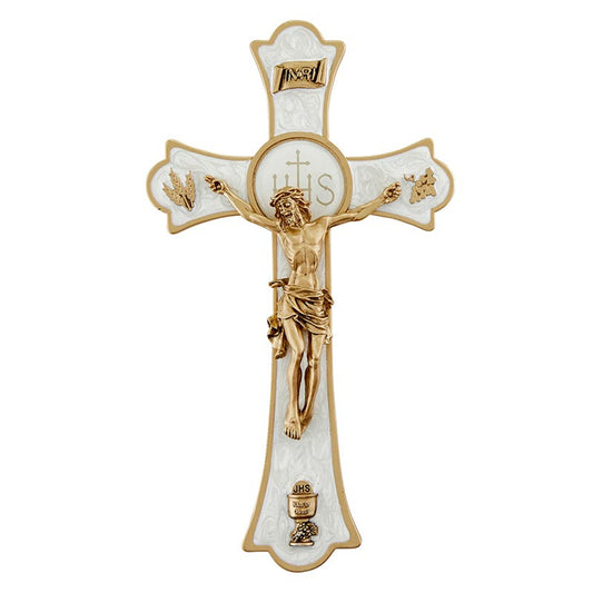 First Communion Holy Mass Crucifix - White