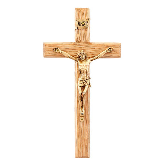 6.25" Oak Cross with Metal Corpus, Style JC637K