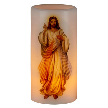 Flickering Flameless Devotional Candle - Divine Mercy